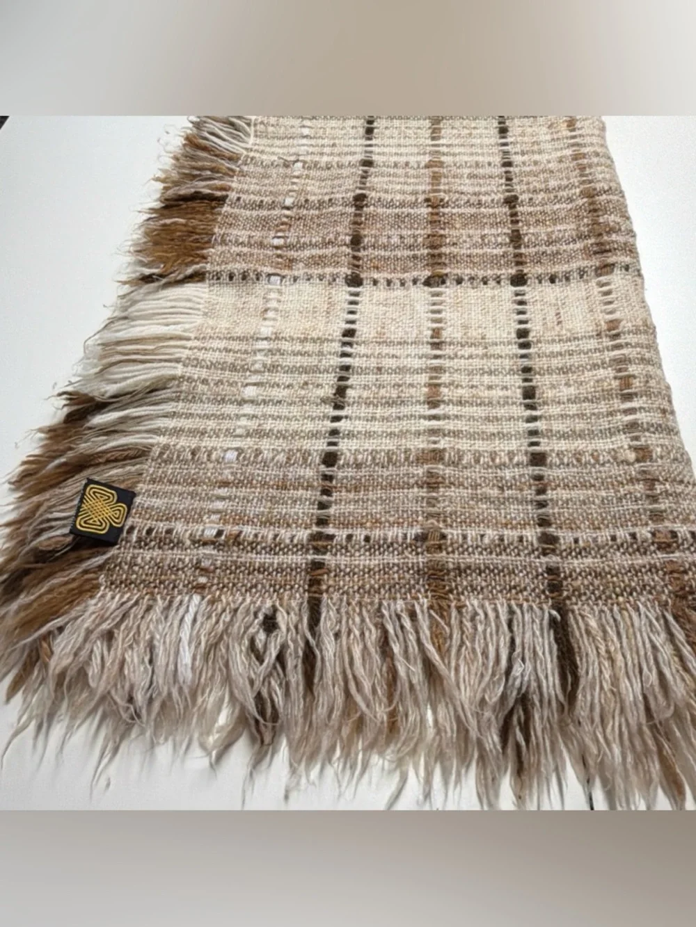 Vtg Tapestries Ireland By Helena Ruuth Woven Wool Fringe‎ Throw Blanket 54x36”